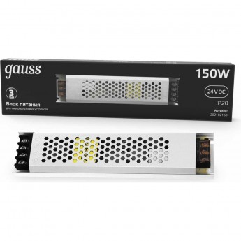 Блок питания GAUSS 150W 24V IP20 ультратонкий 1/70 Блок питания GAUSS 150W 24V IP20 ультратонкий 1/70