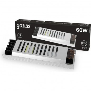 Блок питания GAUSS 60W 12V IP20 ультратонкий Блок питания GAUSS 60W 12V IP20 ультратонкий