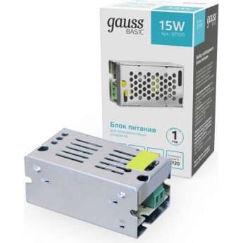Блок питания GAUSS BASIC 12V 15W IP20 Блок питания GAUSS BASIC 12V 15W IP20