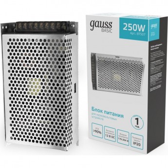 Блок питания GAUSS BASIC 12V 250W IP20 Блок питания GAUSS BASIC 12V 250W IP20