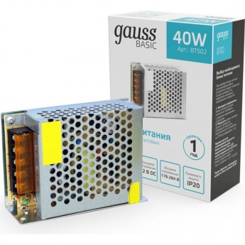 Блок питания GAUSS BASIC 12V 40W IP20 Блок питания GAUSS BASIC 12V 40W IP20