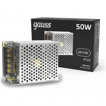 Блок питания GAUSS BLACK 50W 24V IP20 1/120 Блок питания GAUSS BLACK 50W 24V IP20 1/120