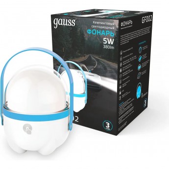 Фонарь кемпинговый GAUSS GFL002 5W 380lm Li-ion 3600mAh LED 1/20/40 диммируемый, голубой Фонарь кемпинговый GAUSS GFL002 5W 380lm Li-ion 3600mAh LED 1/20/40 диммируемый, голубой