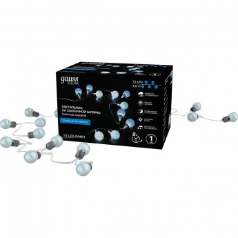 Гирлянда садовая на солнечной батарее GAUSS SOLAR 10 LED ламп Большие Шары Белый свет Гирлянда садовая на солнечной батарее GAUSS SOLAR 10 LED ламп Большие Шары Белый свет