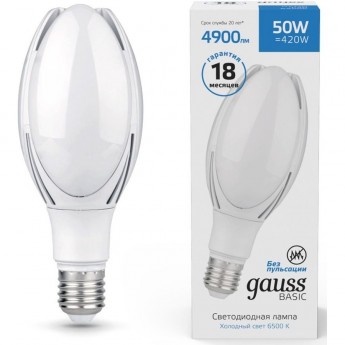 Лампа GAUSS BASIC BT100 AC180-240V 30W 2950LM 6500K E40 LED 1/20 Лампа GAUSS BASIC BT100 AC180-240V 30W 2950LM 6500K E40 LED 1/20