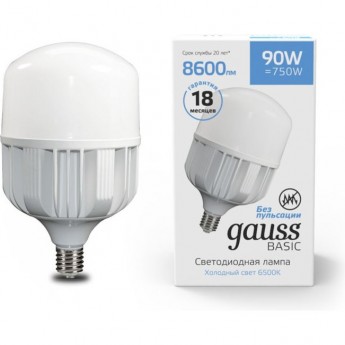 Лампа GAUSS BASIC T160 AC180-240V 90W 8600LM 6500K E40 LED 1/6 Лампа GAUSS BASIC T160 AC180-240V 90W 8600LM 6500K E40 LED 1/6