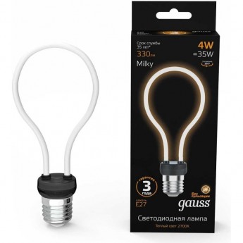 Лампа GAUSS BLACK FILAMENT ARTLINE А72 4W 330LM 2700К Е27 MILKY LED 1/10/100 Лампа GAUSS BLACK FILAMENT ARTLINE А72 4W 330LM 2700К Е27 MILKY LED 1/10/100