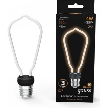 Лампа GAUSS BLACK FILAMENT ARTLINE ST64 4W 330LM 2700К Е27 MILKY LED 1/10/100 Лампа GAUSS BLACK FILAMENT ARTLINE ST64 4W 330LM 2700К Е27 MILKY LED 1/10/100