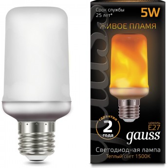 Лампа GAUSS BLACK LED T65 CORN FLAME 5W E27 1500K Лампа GAUSS BLACK LED T65 CORN FLAME 5W E27 1500K