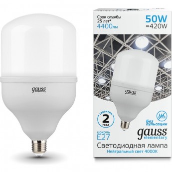 Лампа GAUSS ELEMENTARY LED T140 E27 50W 4400LM Лампа GAUSS ELEMENTARY LED T140 E27 50W 4400LM