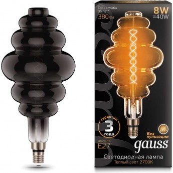 Лампа GAUSS FILAMENT HONEYCOMB 8W 380lm 2700К Е27 gray flexible LED Лампа GAUSS FILAMENT HONEYCOMB 8W 380lm 2700К Е27 gray flexible LED