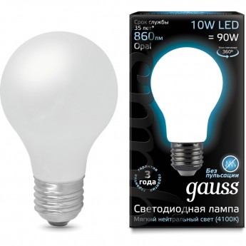 Лампа GAUSS LED BLACK FILAMENT A60 OPAL E27 10W 4100К Лампа GAUSS LED BLACK FILAMENT A60 OPAL E27 10W 4100К