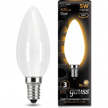 Лампа GAUSS LED BLACK FILAMENT CANDLE OPAL E14 5W 2700К Лампа GAUSS LED BLACK FILAMENT CANDLE OPAL E14 5W 2700К