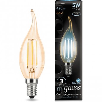 Лампа GAUSS LED BLACK FILAMENT CANDLE TAILED E14 5W 4100K GOLDEN Лампа GAUSS LED BLACK FILAMENT CANDLE TAILED E14 5W 4100K GOLDEN