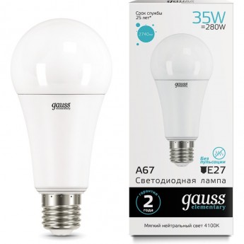 Лампа GAUSS LED ELEMENTARY A67 35W E27 4100K Лампа GAUSS LED ELEMENTARY A67 35W E27 4100K