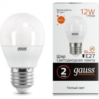 Лампа GAUSS LED ELEMENTARY Шар 12W 880LM E27 Лампа GAUSS LED ELEMENTARY Шар 12W 880LM E27