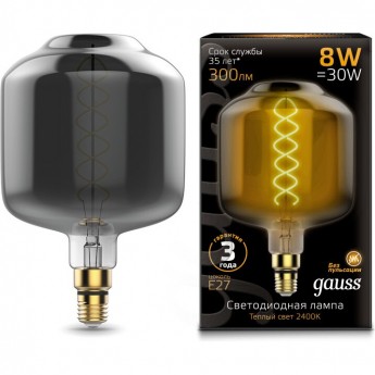 Лампа GAUSS LED VINTAGE BLACK FILAMENT FLEXIBLE DL180 8W E27 Gray 2400K Лампа GAUSS LED VINTAGE BLACK FILAMENT FLEXIBLE DL180 8W E27 Gray 2400K