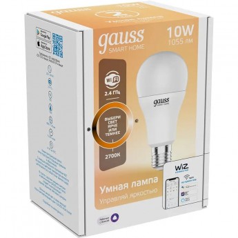 Лампа GAUSS SMART HOME A60 10W 1055lm 2700К E27 диммируемая LED Лампа GAUSS SMART HOME A60 10W 1055lm 2700К E27 диммируемая LED