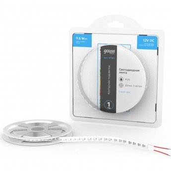 Лента GAUSS BASIC LED 2835/120 9,6W/m 624lm/m 8mm 3m 1/100 Лента GAUSS BASIC LED 2835/120 9,6W/m 624lm/m 8mm 3m 1/100