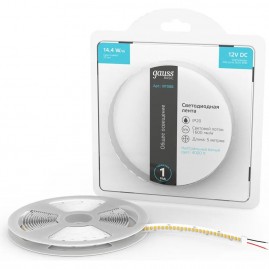 Лента GAUSS BASIC LED 2835/240 12V 14,4W/m 1600lm/m 4000K 10mm IP20 5m Лента GAUSS BASIC LED 2835/240 12V 14,4W/m 1600lm/m 4000K 10mm IP20 5m