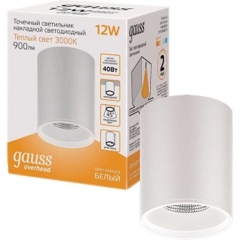 Накладной LED светильник GAUSS 12W (белый/белый) 3000K 79x100мм, HD030 Накладной LED светильник GAUSS 12W (белый/белый) 3000K 79x100мм, HD030