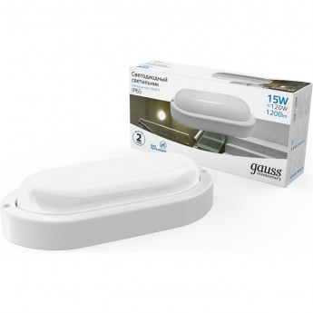 Светильник GAUSS ELEMENTARY ЖКХ овал 1200lm 160-260V 200*98*46мм белый LED 1/40 Светильник GAUSS ELEMENTARY ЖКХ овал 1200lm 160-260V 200*98*46мм белый LED 1/40