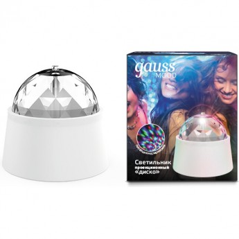 Светильник GAUSS с фиксированной проекцией «диско», с кабелем электропитания и выключателем 3W (белый) Светильник GAUSS с фиксированной проекцией «диско», с кабелем электропитания и выключателем 3W (белый)