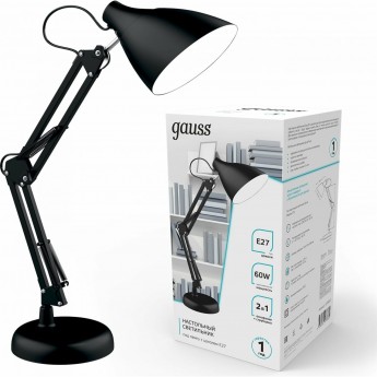Светильник настольный GAUSS GTL003 220-240V E27 черный струбцина и основание 1/12 Светильник настольный GAUSS GTL003 220-240V E27 черный струбцина и основание 1/12