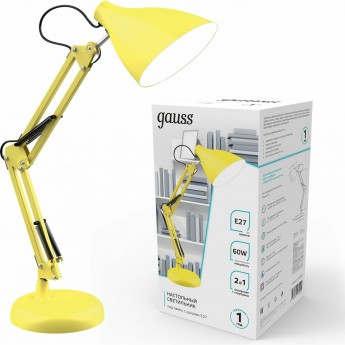 Светильник настольный GAUSS GTL003 220-240V E27 желтый струбцина и основание 1/12 Светильник настольный GAUSS GTL003 220-240V E27 желтый струбцина и основание 1/12