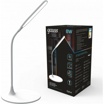 Светильник настольный GAUSS QPLUS 500lm 170-265V белый LED 1/12 Светильник настольный GAUSS QPLUS 500lm 170-265V белый LED 1/12