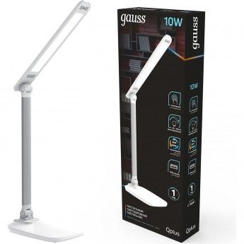 Светильник настольный GAUSS QPLUS GTL504 10W 590lm 3000-6000K 170-265V диммируемый USB LED 1/8/16 белый Светильник настольный GAUSS QPLUS GTL504 10W 590lm 3000-6000K 170-265V диммируемый USB LED 1/8/16 белый