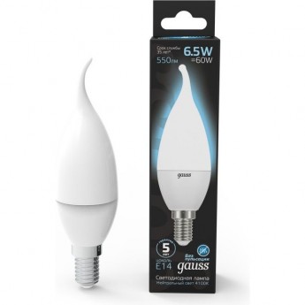 Светодиодная лампа GAUSS LED BLACK CANDLE TAILED E14 6.5W 4100K Светодиодная лампа GAUSS LED BLACK CANDLE TAILED E14 6.5W 4100K