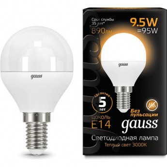 Светодиодная лампа GAUSS LED BLACK GLOBE E14 9.5W 3000K Светодиодная лампа GAUSS LED BLACK GLOBE E14 9.5W 3000K